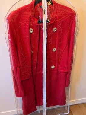 NWT I.N.C. Bell-Sleeve Ponté-Knit Red Coat XL